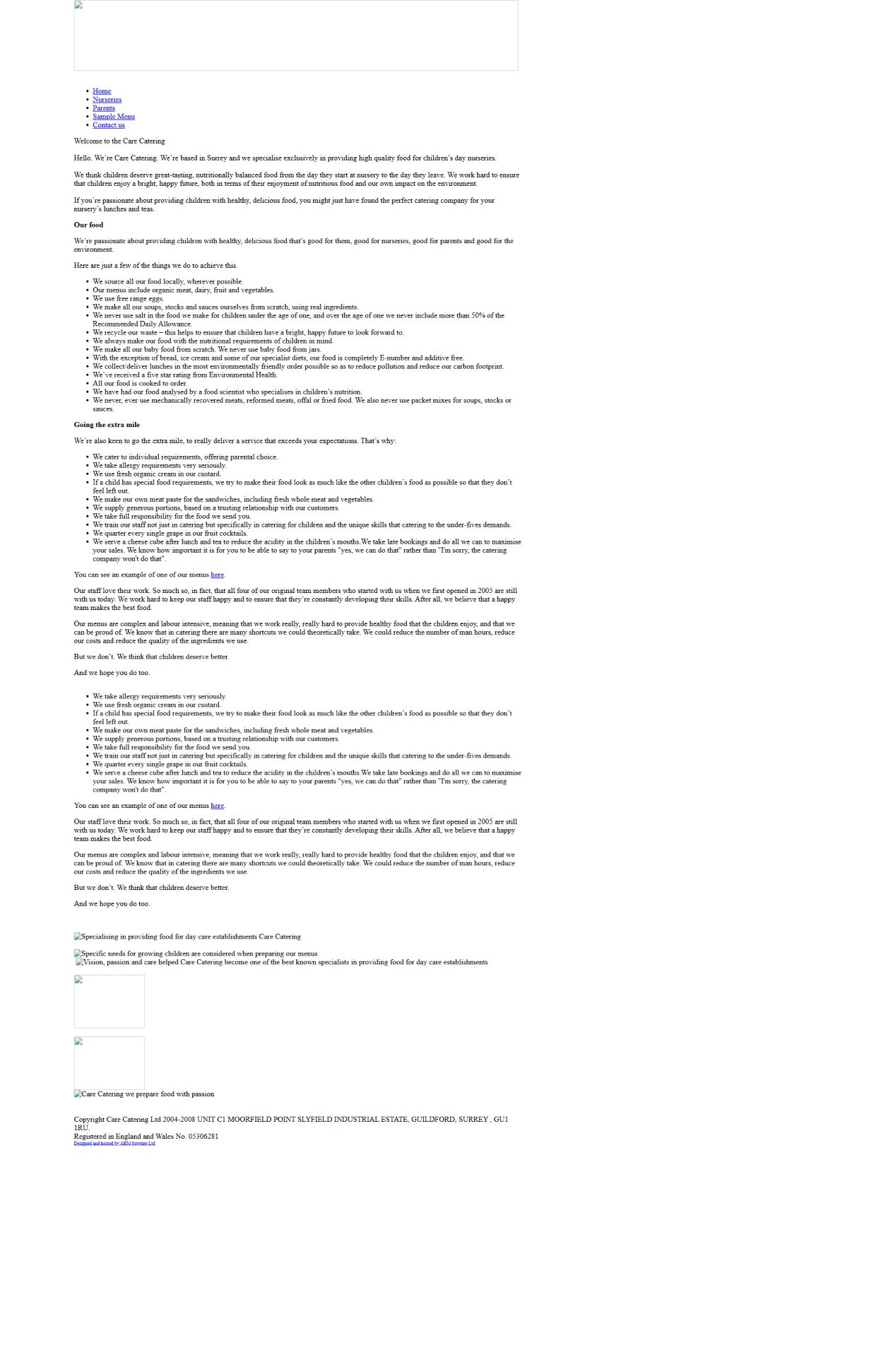 Old Care Catering website archived in 2013