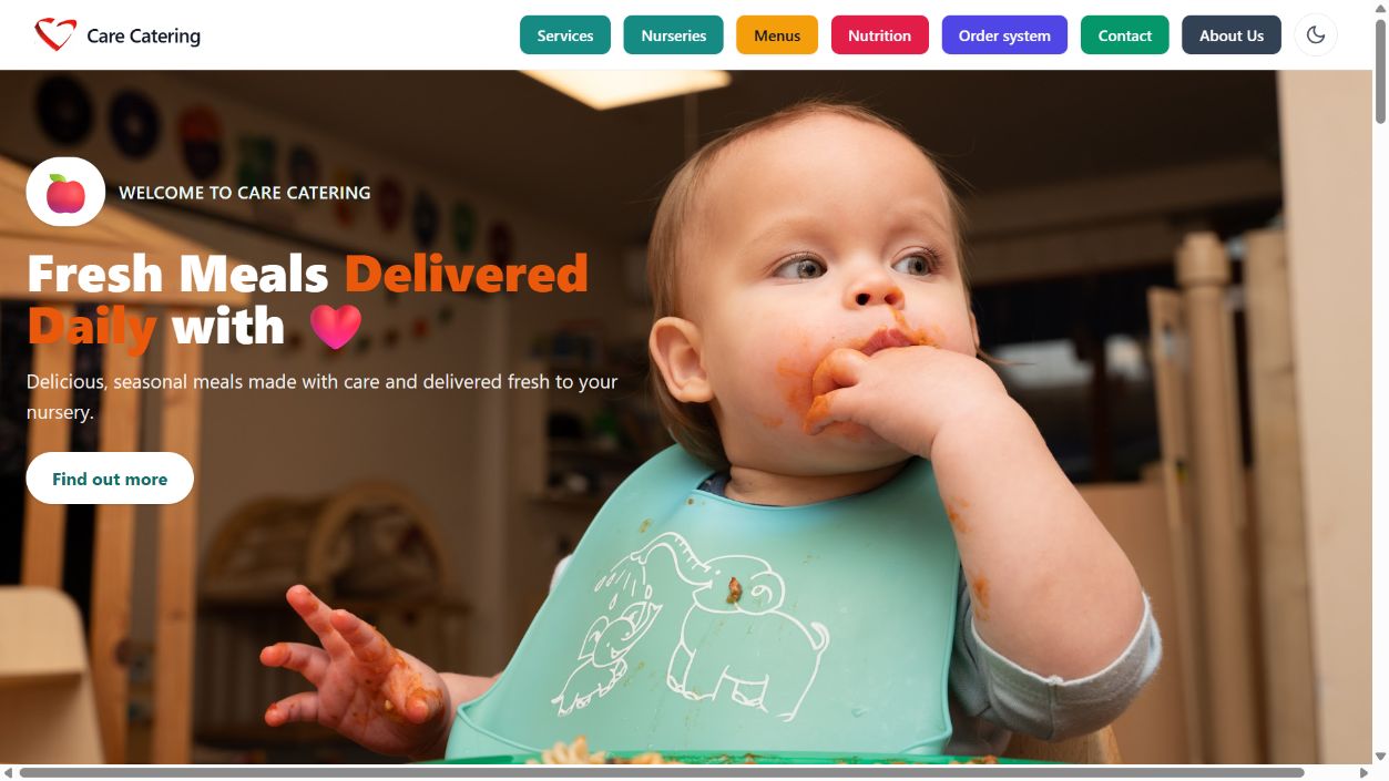 Care Catering website designed and maintained by ABM Software